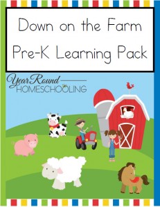 Down on the Farm Pre-K Learning Pack - Year Round Homeschooling