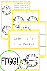 Free Learn to Tell Time Packet - Year Round Homeschooling