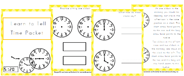 Free Learn to Tell Time Packet - Year Round Homeschooling