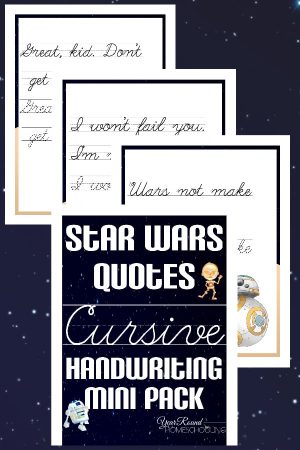 Star Wars Cursive Handwriting Mini Pack - Year Round Homeschooling